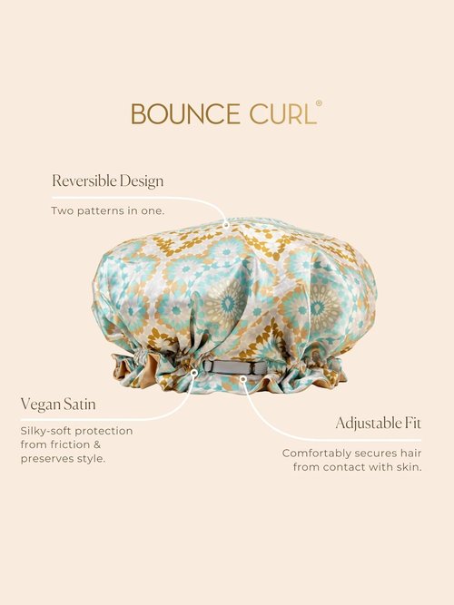Bounce Curl Satin Hair Bonnet - Reversible Design with Adjustable Band | Frizz-Reducing Night Cap for Curly Hair