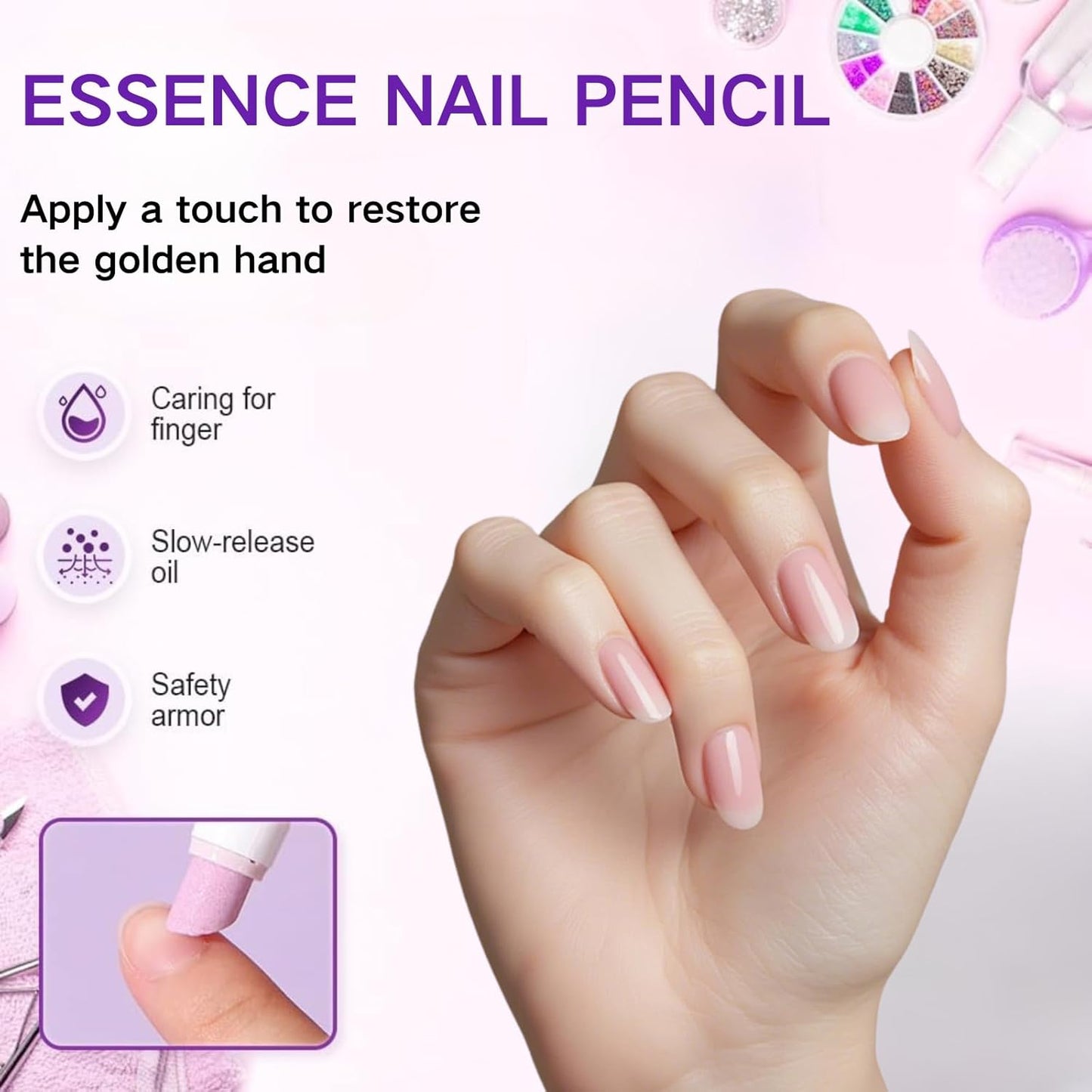 Skiennix 3-in-1 Cuticle Oil Pen - Moisturizing Nail Care with Ceramic Tip for Hangnails (1 Piece)