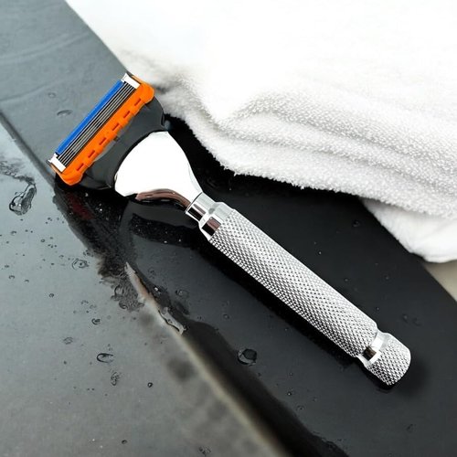 Parker 5-Blade Razor Handle - Compatible with Gillette® Fusion® Cartridges | Weighted Metal Design for Smooth, Tug-Free Shaving