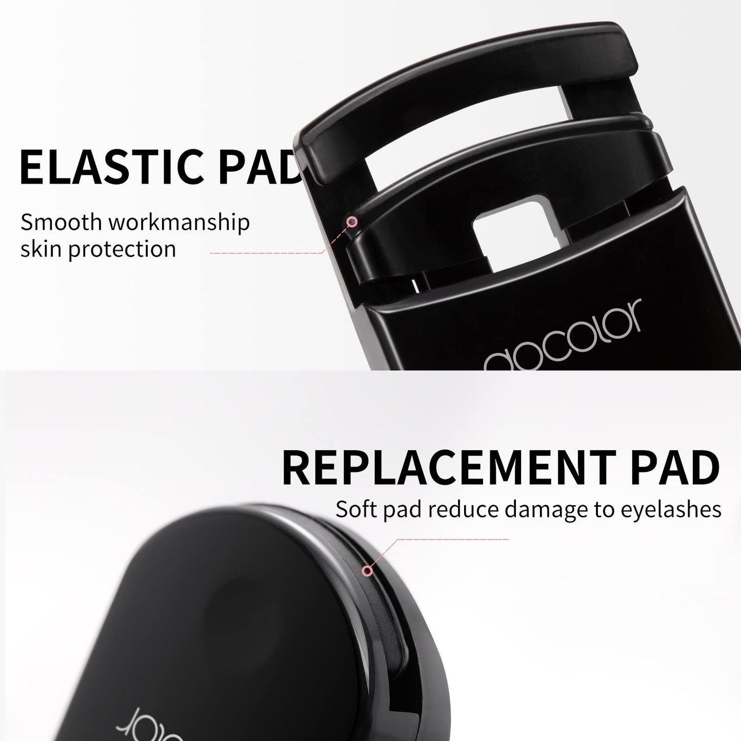 Docolor Eyelash Curler Portable Lash Curler with 1 Silicone Refill Pads Mini Eye Lashes Curlers Professional Travel Makeup Tools for All Eye Shapes