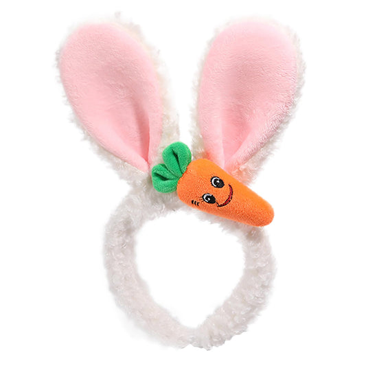 FunSpt Easter Bunny Rabbit Ears Plush Headband Halloween Costume for Aldult Carrots 3