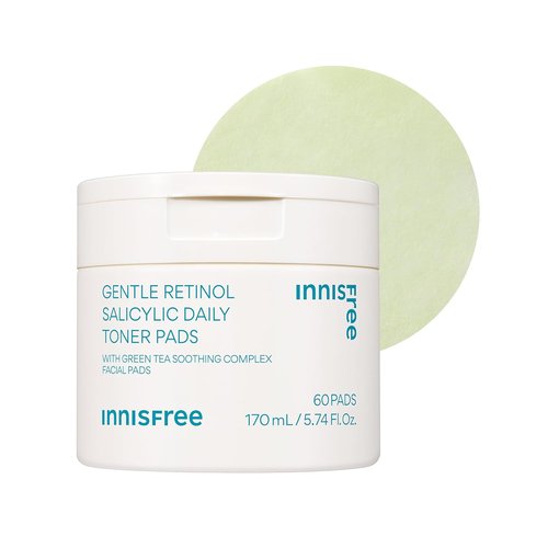 Innisfree Daily Gentle Retinol Toner Pads - Korean Acne Treatment Sheet Mask Pads for Clear Skin