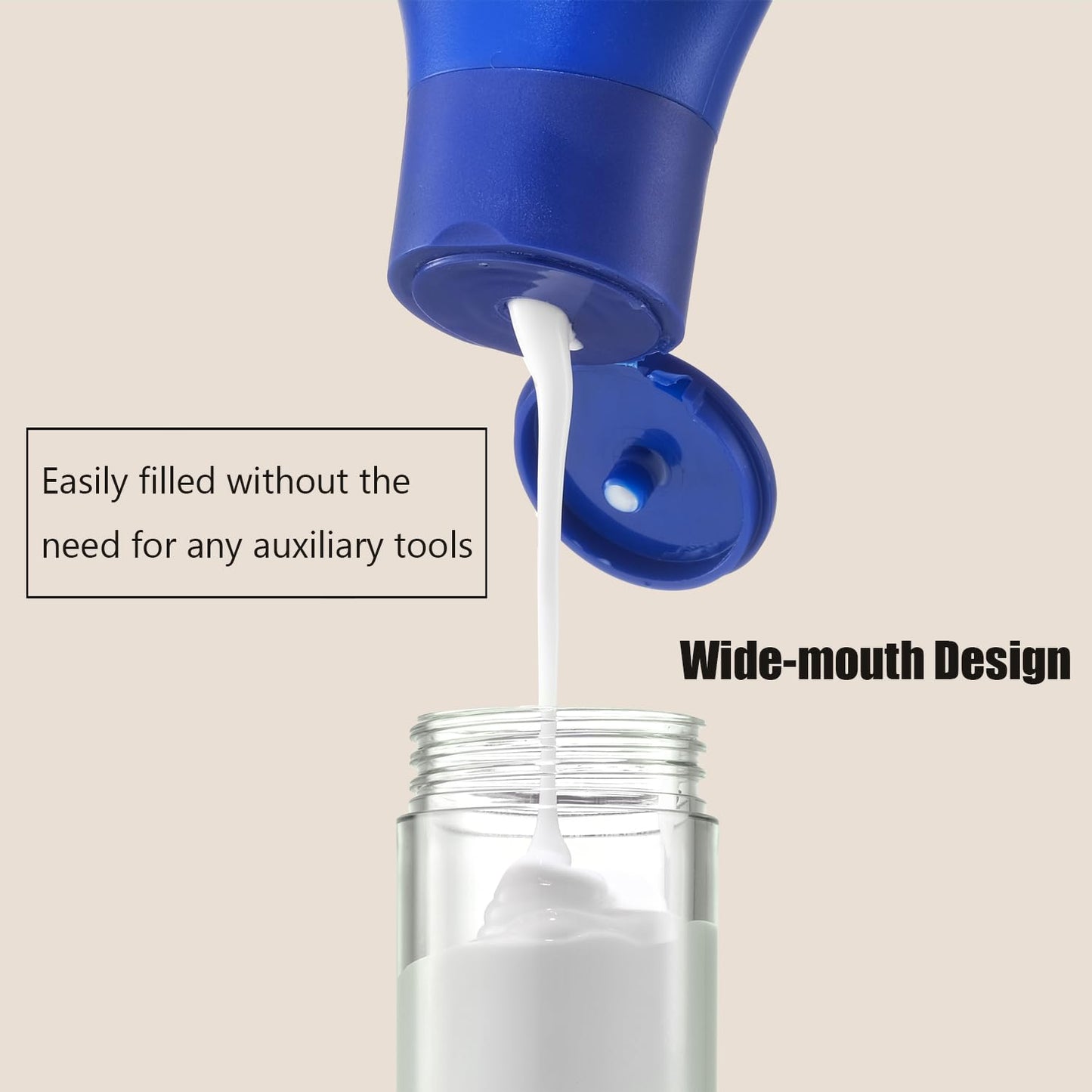 Wide Caliber airless Vacuum Pump Bottle, Reusable Cosmetics Pump Dispenser, DIY Easy Canned, Translucent Black Travel Size can be Packaged Separately Shampoo Light Lotion, etc. (1.7/oz, 4 Packs)