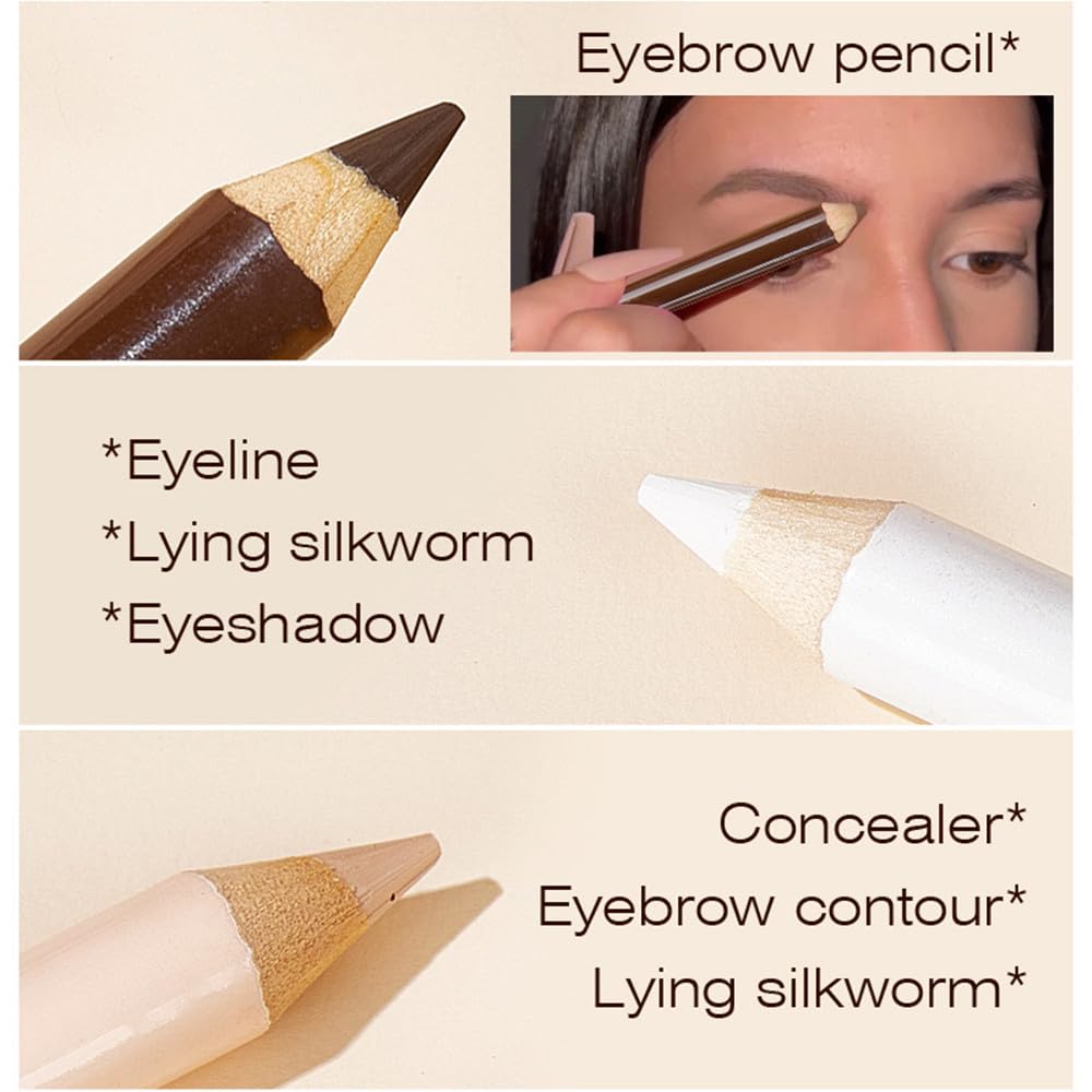 Skiennix Eyebrow Lift Highlighting & Contour Pencil Set - 3 Makeup Pencils for Defined Brows