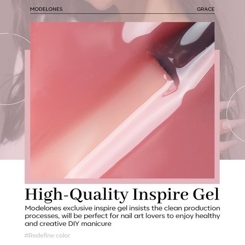 modelones Pink Gel Nail Polish Jelly Nude Pink Gel Polish French Tip Base Colors Translucent Soak Off U V Soap Nails for Nail Art Manicure at Home 15ML