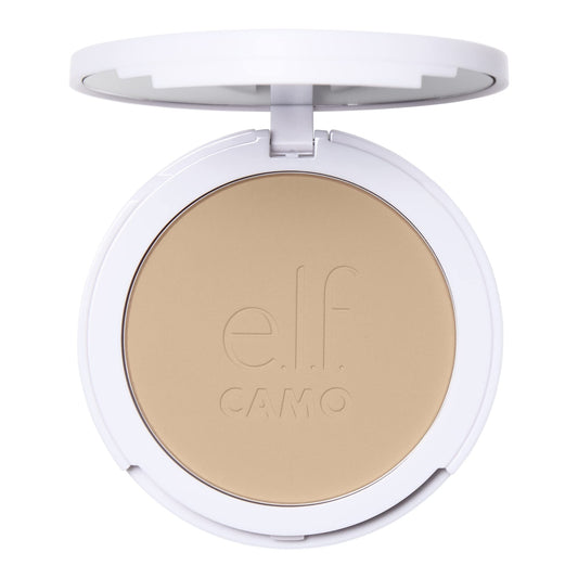 e.l.f. Camo Powder Foundation, Lightweight, Primer-Infused Buildable & Long-Lasting Medium-to-Full Coverage Foundation, Light 280 N