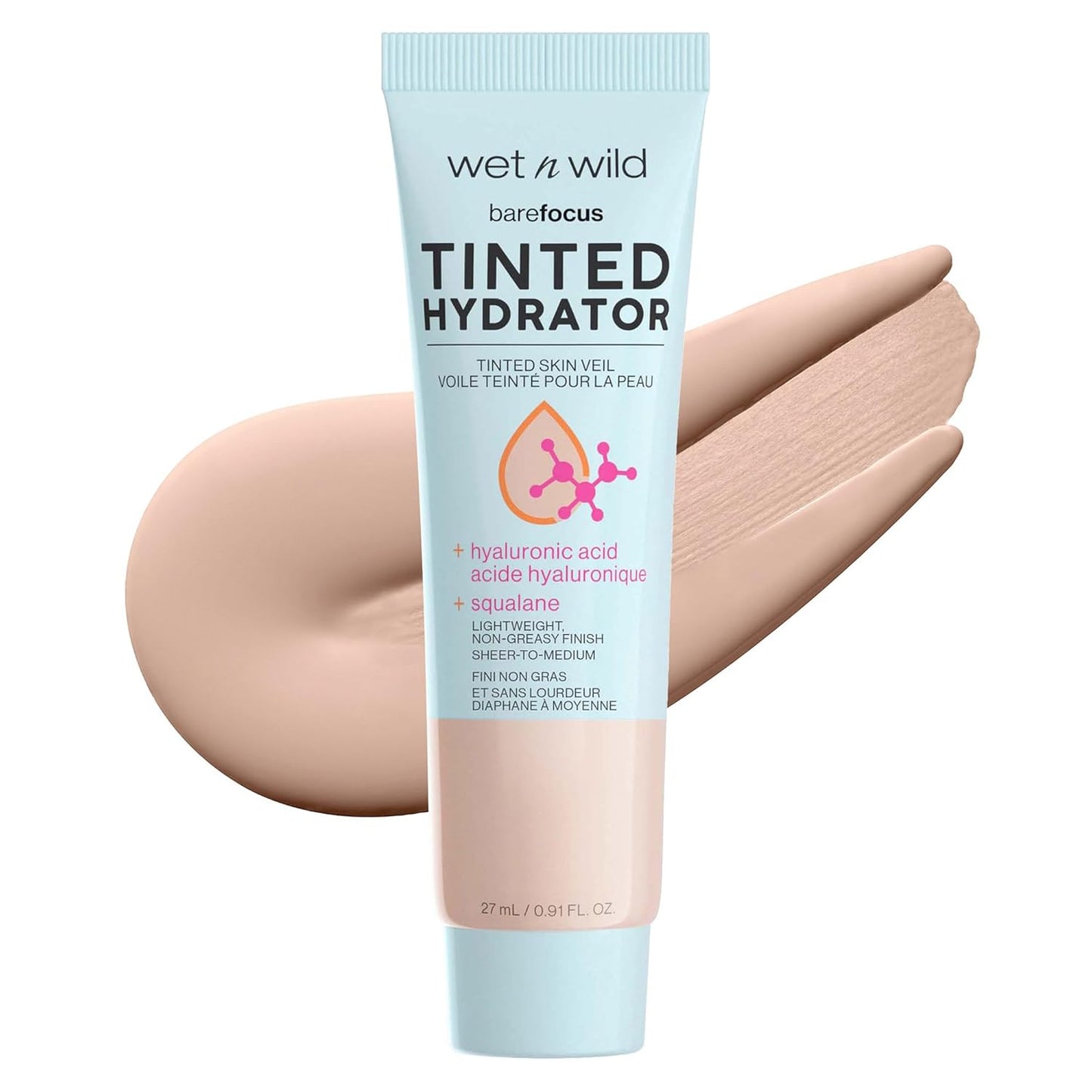 Wet n Wild Bare Focus Tinted Hydrator - Lightweight Buildable Coverage with Hyaluronic Acid | Fair Semi-Matte Finish