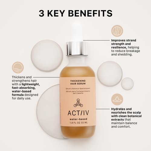ACTIIV Thickening Hair Serum - Lightweight Water-Based Formula for Fuller-Looking Hair | 1.8 oz