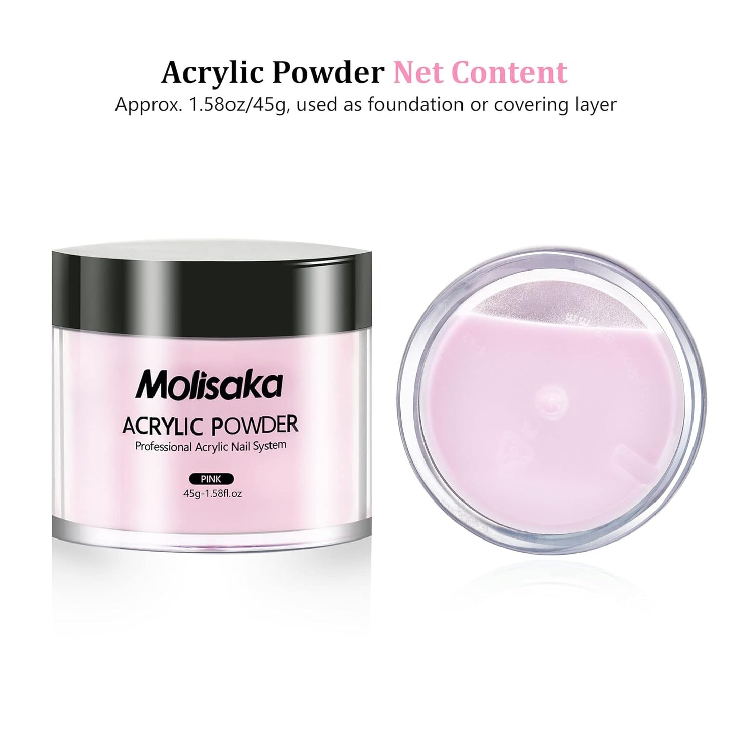 Skiennix Pink Acrylic Powder - Professional Lasting Nail Extension | 1.58oz for Beginners & Salons
