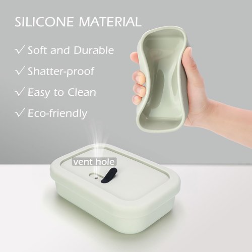 AIDIMMING Travel Soap Case - Enhanced Leak Proof Shatterproof Silicone Holder for Shampoo & Conditioner Bars - Offwhite