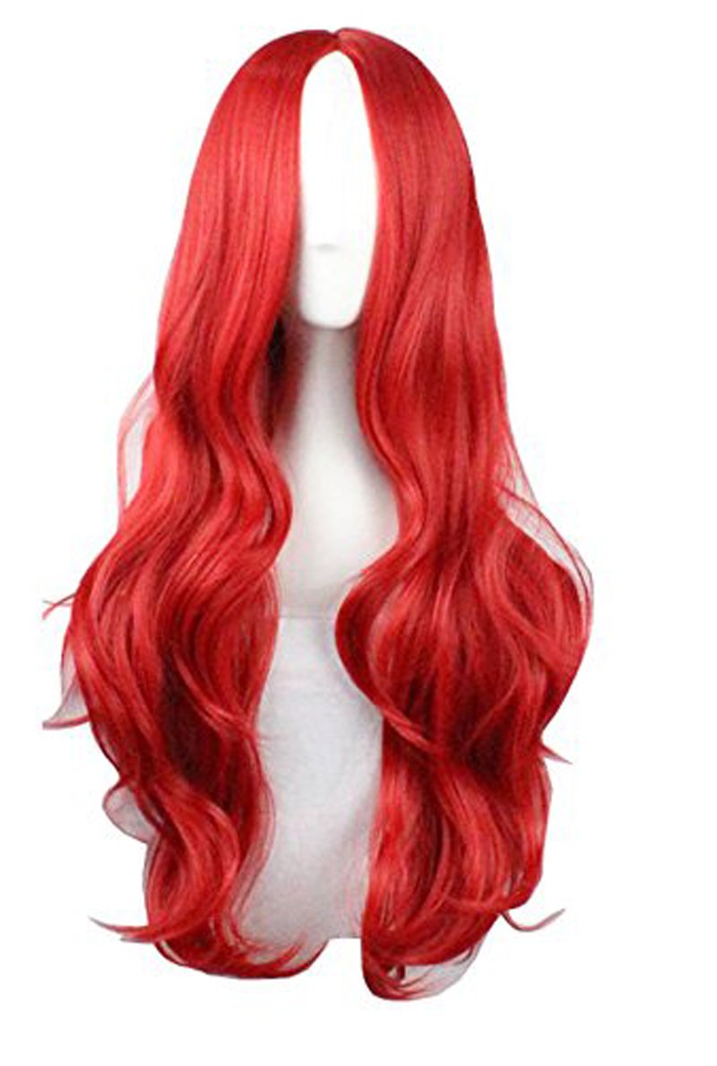 Sharebeauty 29.5" Womens Long Wavy Synthetic Red Wig Anime Cosplay Halloween Costume Party Wig