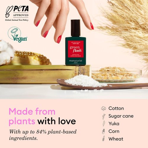 Manucurist Green Flash Gel Nail Polish - Sheer Pale Pink Hortencia | Vegan, 12-Free, Plant-Based - 0.5 fl oz