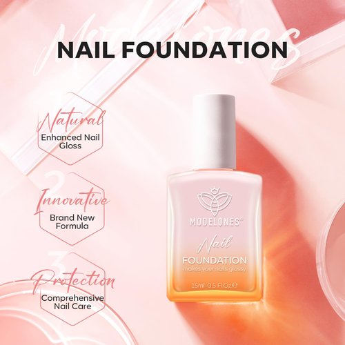modelones Nail Strengthener Pale Pink White Nail Repair for Damaged Nails Strengthening Polish 15ml Nail Growth and Strengthener Natural Concealer Foundation Nail Care Gifts for Women