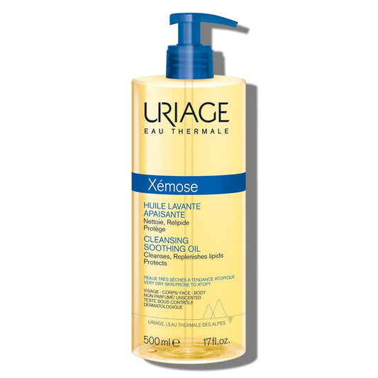 Uriage Xémose Face & Body Wash - Soothing Gel-In-Oil for Very Dry Skin | Fragrance & Soap-Free, Mild Foaming