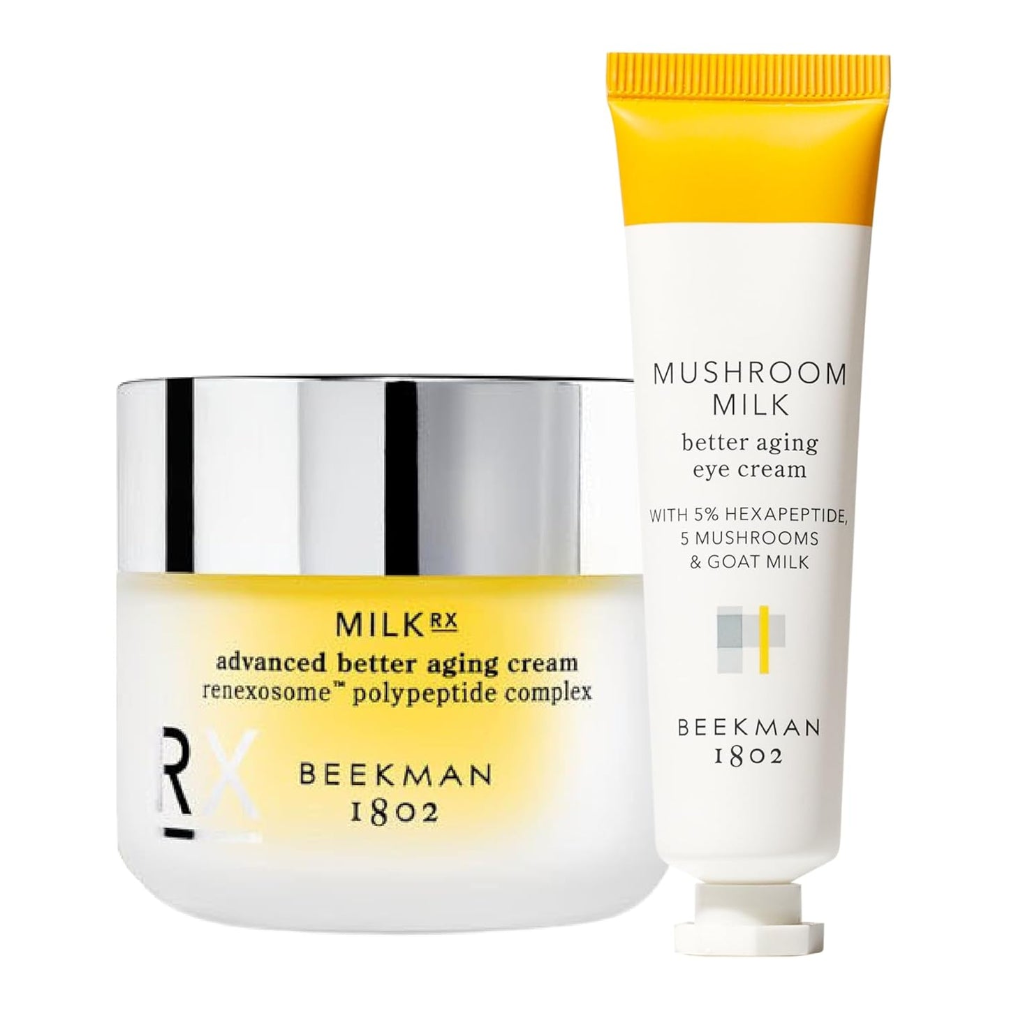 Beekman 1802 Milk RX Advanced Goat Milk Face Cream & Mushroom Milk Eye Cream - Sensitive Skin Safe, Cruelty-Free