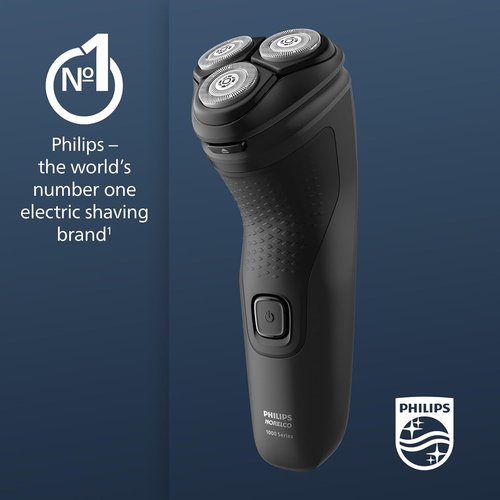 Philips Norelco Shaver - 1100 Series Dry Electric Shaver with 27 ComfortCut Blades | Deep Black, Model S1016/90