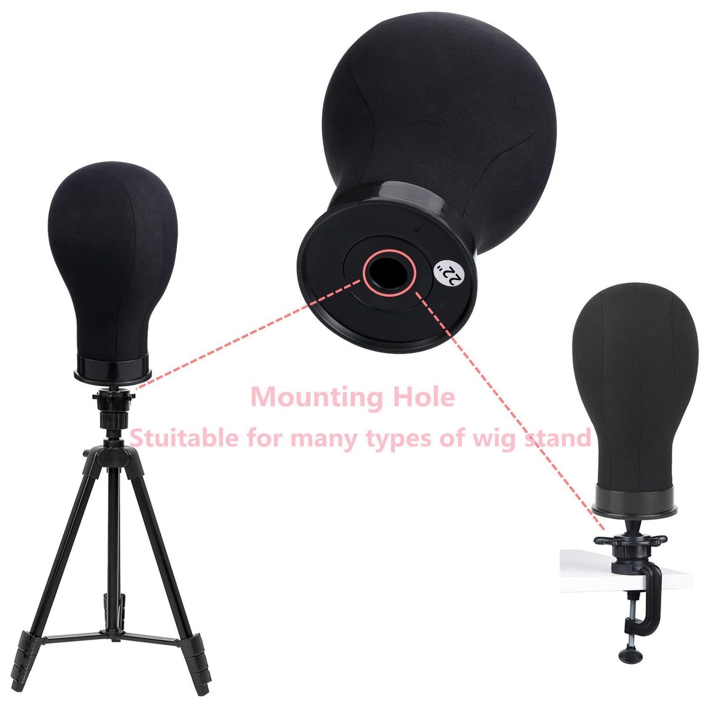 Wig Head 23Inch Canvas Block Head Wig Stand with Mannequin Head for Making Wigs Display Styling