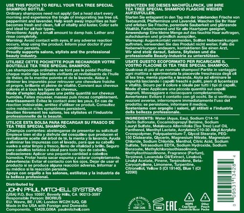 Paul Mitchell Tea Tree Special Shampoo - Deep Cleansing & Refreshing for Oily Hair | 16.9 oz Bottle + 33.8 oz Refill Pouch