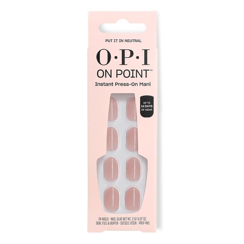 OPI On Point Press On Nails - Short Round & Squoval Styles | 24 Count With Nail Glue | Long Lasting, Reusable