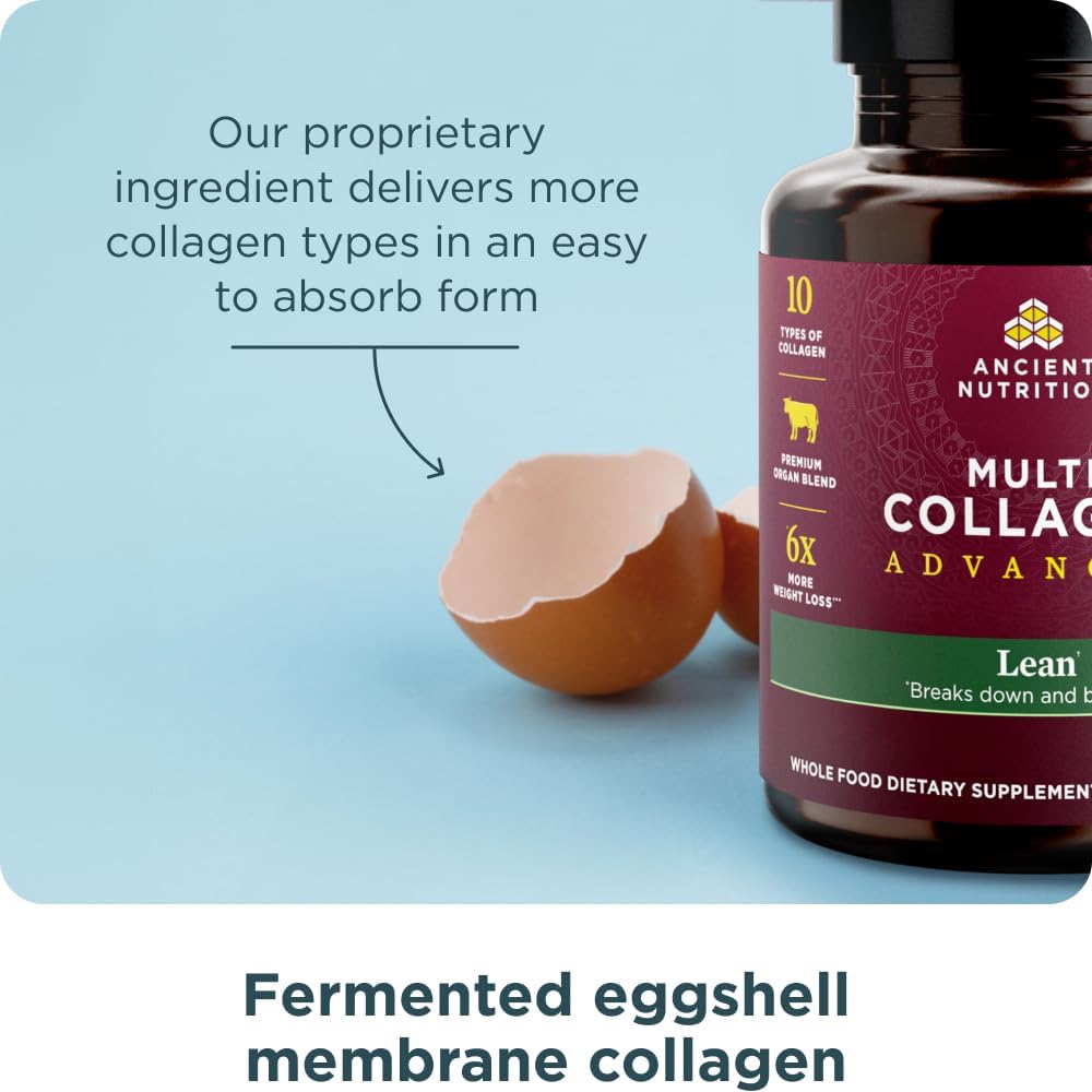 Ancient Nutrition Multi Collagen - Advanced Lean Formula with Probiotics for Healthy Weight Loss | 90 Count