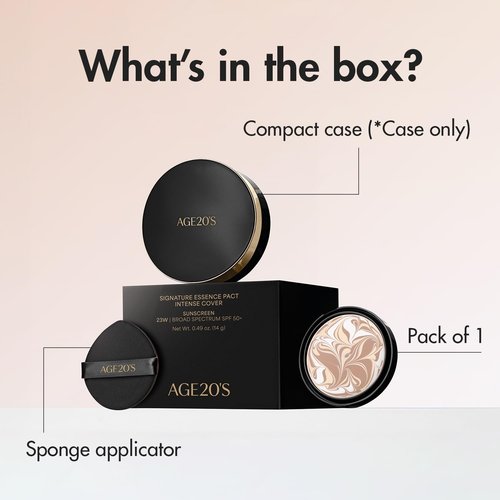 AGE20'S Signature Essence Pact SPF 50+ | Pack of 1 | 25N SAND | Cream Foundation, Dewy Finish, Natural Coverage | Korean Cushion Foundation