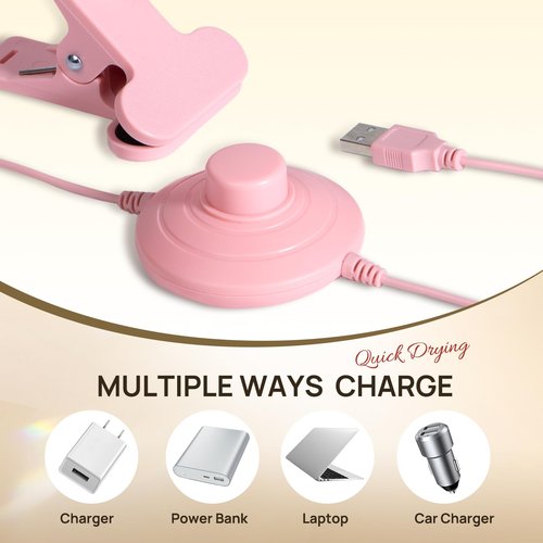 AORAEM UV LED Nail Lamp, Quick Drying UV Light for Gel Nails Foot Control LED Nail Cure Lamp, Flash Cure Light with Gooseneck and Clamp for Gel Nails, Pink