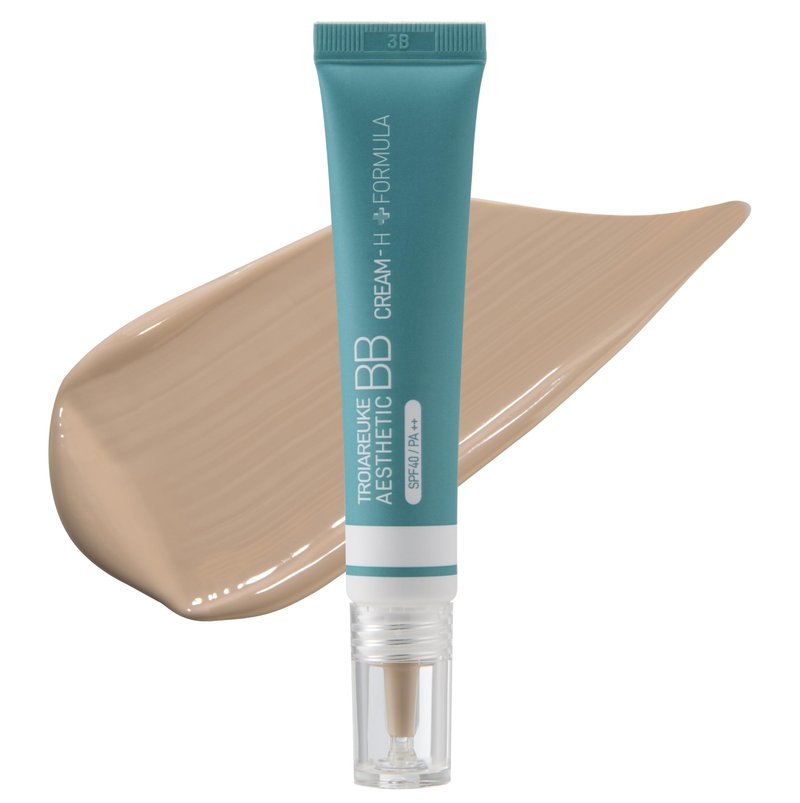 TROIAREUKE Aesthetic BB Cream H+ Formula SPF40+ PA++, Lightweight Blemish Balm, Tinted Moisturizer with Medium Coverage, Lasting Foundation Makeup Base for Dry Skin | Korean Beauty Makeup