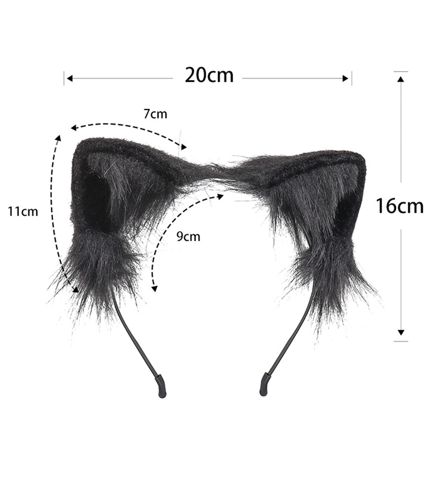 Cat Ears Long Fur Headband Handmade Cute Halloween Fancy Dress Cosplay Animal Furry Wolf Ears Hair Hoop (White)