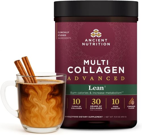 Ancient Nutrition Hydrolyzed Collagen Peptides Powder - Lean Protein with Probiotics & Vitamin C, Cinnamon Flavor, 25 Servings