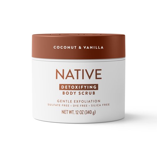 Native Body Scrub, Coconut & Vanilla, Exfoliating and Detoxifying for Soft Skin, Sulfate Free