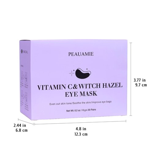 PEAUAMIE Under Eye Patches with Vitamin C and Witch Hazel Eye Mask for Dark Circles and Puffiness,Face Mask Skin Care Products 30 Pairs