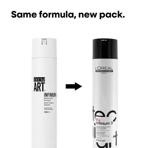 L'Oréal Professionnel Paris Fix Infinium 3 Hairspray - Medium Hold for Lasting Shape & Shine, Reduces Frizz