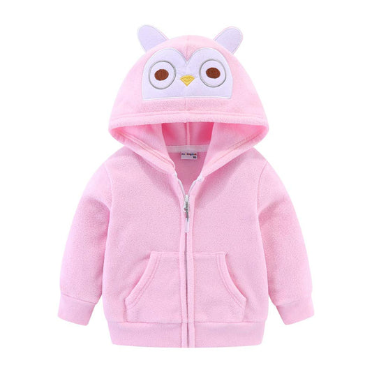 Mud Kingdom Baby Girls Cartoon Owl Fleece Hoodies Full Zipper Pink 24 Months