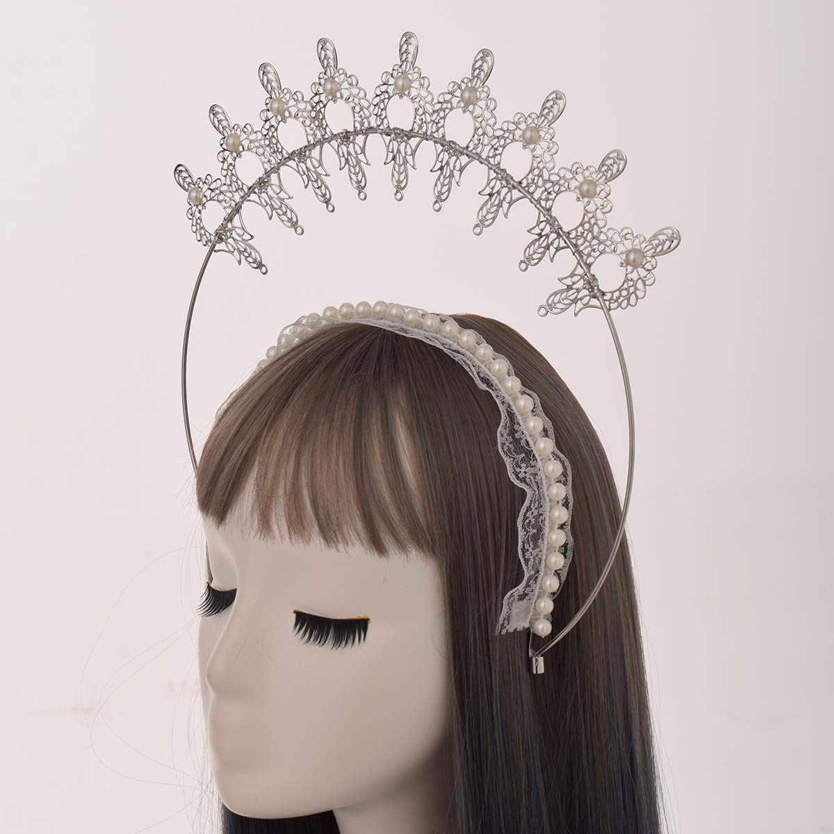 BLESSUME Mary Halo Crown Headband Goddess Headwear Halloween Costume Headpiece Headdress for Cosplay Party (V)