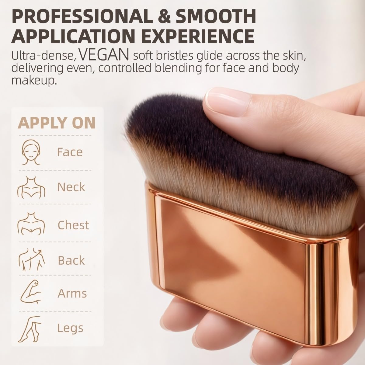 Skiennix Self Tanner Brush - Professional Kabuki Applicator for Even, Streak-Free Coverage | Ideal for Body, Face & Neck