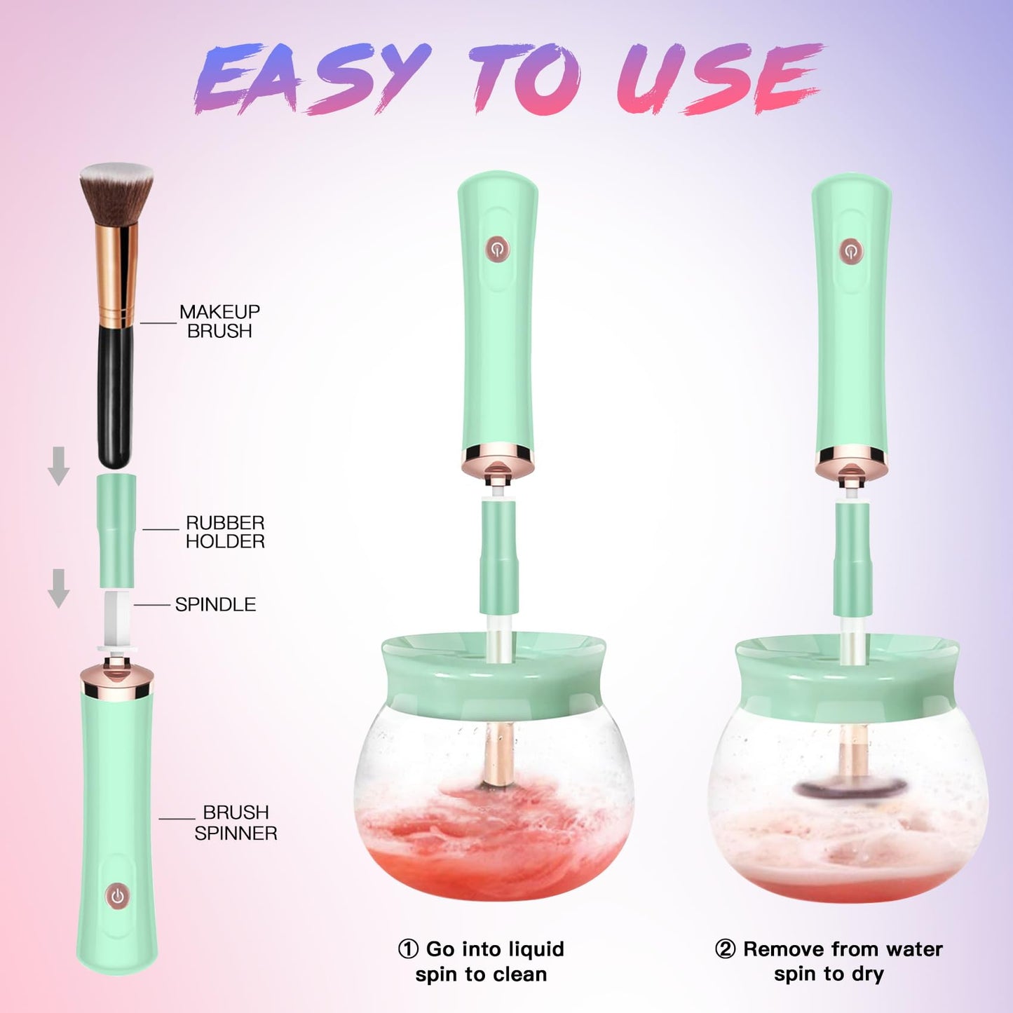 Makeup Brush Cleaner and Dryer Machine - Makeup Brush Spinner - Deeply cleaner for Makeup Brush - Quick Wash and Dry