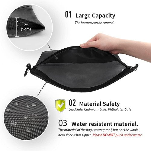 Pack All Water-Resistant Zipper Pouch - Large Black Mesh Storage Bag for Travel & Office