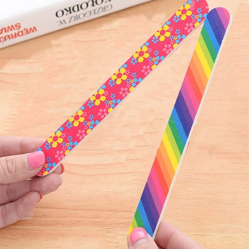 HeeYaa Nail File 10 PCS Professional Double Sided 100/180 Grit Nail Files Emery Board Colorful Manicure Pedicure Tool and Nail Buffering Files