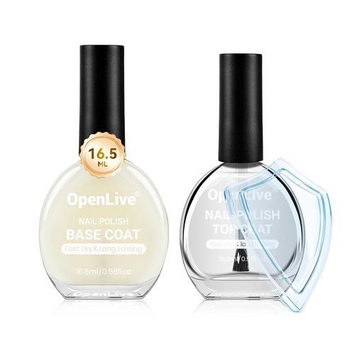 Regine Switzerland Quick Dry Base and Top Coat Nail Polish Set - 16.5ml High-Gloss, No UV Light Needed