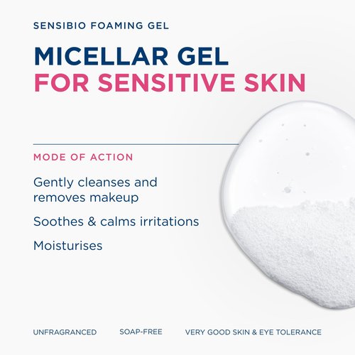 Bioderma Sensibio Foaming Gel - Gentle Face Cleanser for Sensitive Skin | 16.9 Fl Oz, Unscented