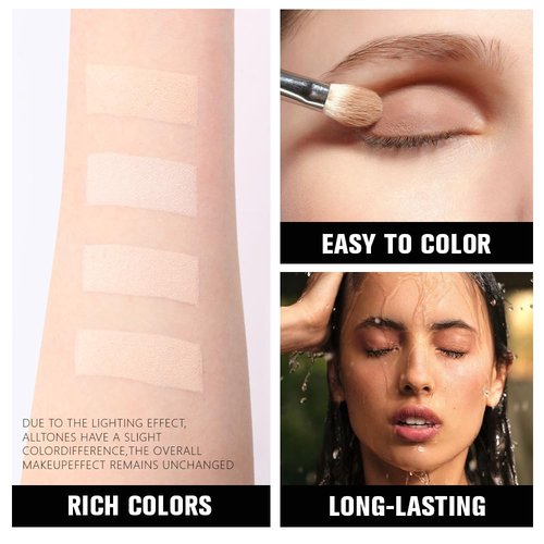 Kaely Powder Eyeshadow Quad - Vanilla Nude Beige Matte & Shimmer Palette | Pigmented, Waterproof, Blendable