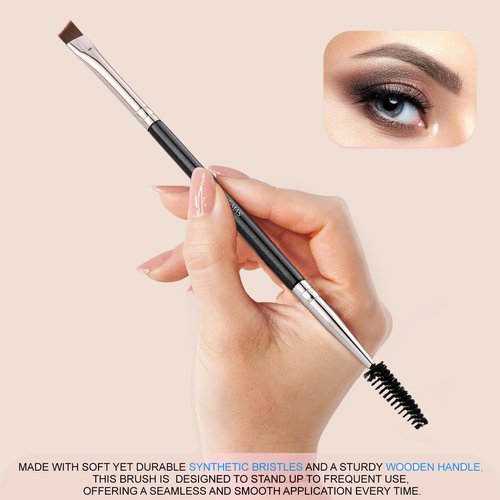 KINGMAS Eyebrow Brush - Professional Duo Angled Brush for Shaping Brows & Lashes | Black