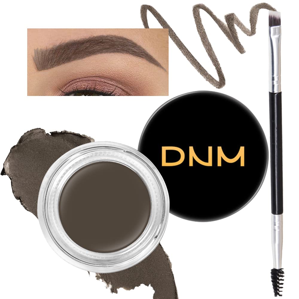 Skiennix Eyebrow Powder Pomade Gel Kit - Medium Brown Tint with Dual-Ended Brush & Stencil Set