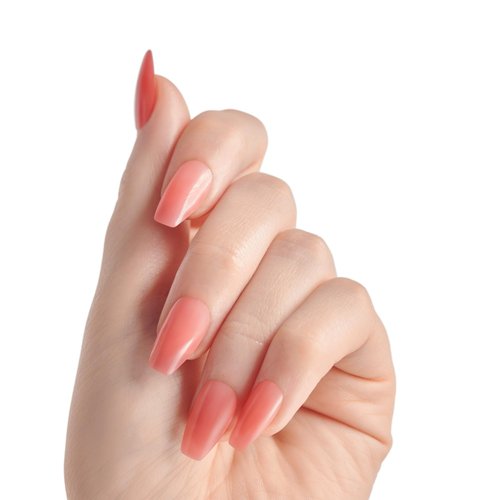 KISS Bare but Better, Press On Nails, Nail glue included, 'Nude Nude', Color, Medium Size, Coffin Shape, Includes 28 Nails, 2g glue, 1 Manicure Stick, 1 Mini File