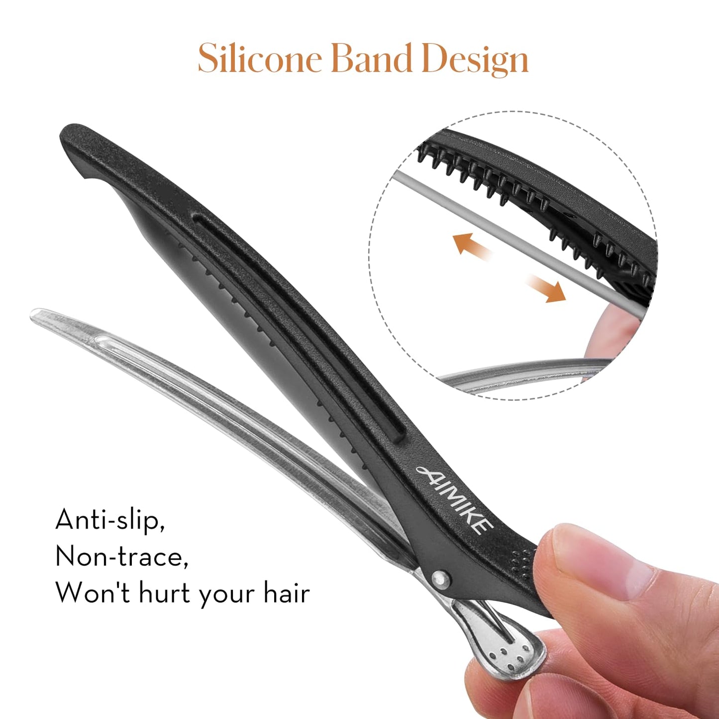 AIMIKE Hair Clips - 12 Pack Non-Slip Silicone Styling Accessories for All Hair Types | Salon Quality