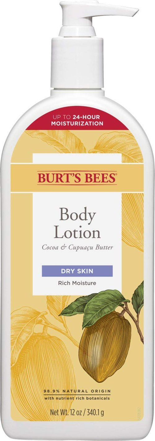 Burts Bees Body Lotion - Nourishing Butter Formula for Dry Skin with Cocoa & Cupuaçu | 12 Oz