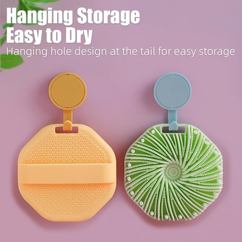 2PCS Scrubbies - Scrubbies The Sud Bud,Silicone Body Scrubber, Exfoliating Body Scrubber for Sensitive Skin, Scrubbies for Body, Silicone Body Brush for Showering, Charcoal (Black + Green)