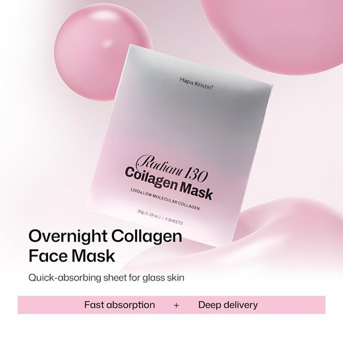 HAPA KRISTIN Collagen Face Mask - Overnight Hydrating Formula for Glass Skin Glow | 4 Pack