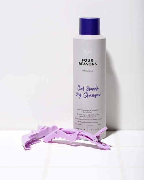 FOUR REASONS Cool Blonde Dry Shampoo - Tinted Formula for Blonde Hair - Neutralizes Brassiness - 5.3 oz