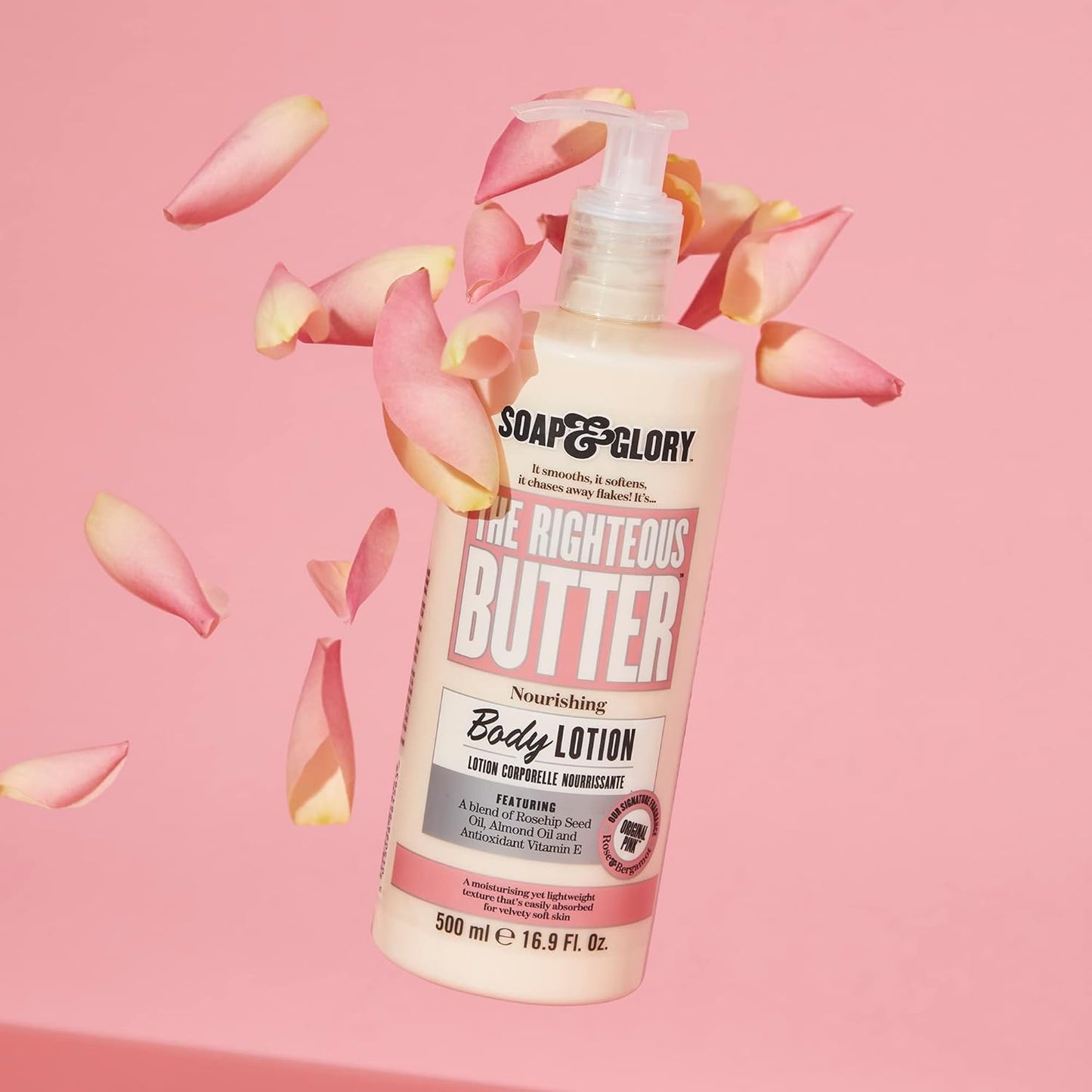 Soap & Glory Original Pink Body Lotion Pump - Lightweight Moisturizer with Shea Butter & Aloe Vera - Hydrates Dry Skin (16.9 fl oz)